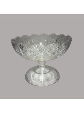 Vintage Crystal Pedestal Compote Bowl Starburst Pattern Elegant Timeless Decor